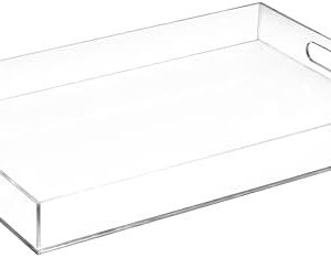 Home Redefined Modern Elegant Acrylic Serving Tray - 16"x12" Clear Decorative Tray with Handles for Food, Fruit, Makeup
