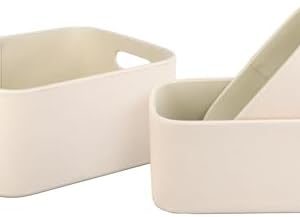 HofferRuffer Faux Leather Storage Baskets - Velvet Lined Bins for Organizing & Home Decor - Set of 3 Nesting Baskets for